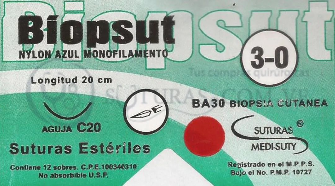( BA30 / Azul ) Medisuty Biopsut 3-0 Cort 20mm 3/8c 20cm Cx12 08/2021