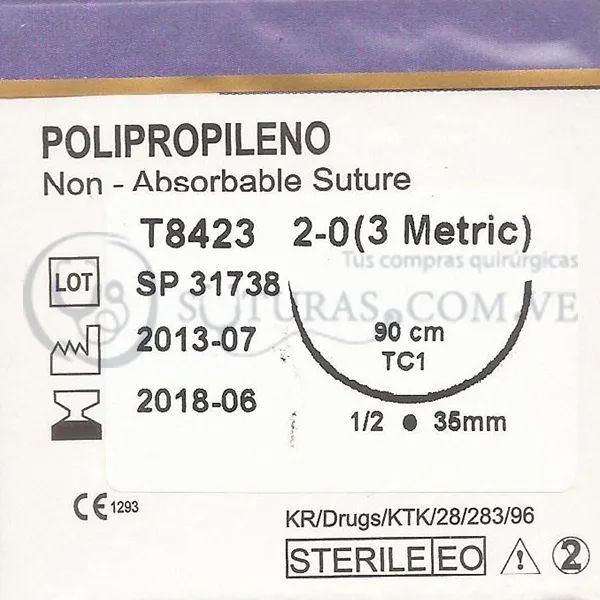 ( T8423 / 8423 ) Sabrimedical Poliprop 2-0 Conica 36mm 1/2c 90cm Cx12 VENCIDO