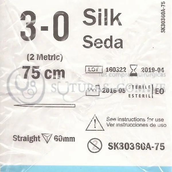 ( SK30360A-75 / 622 ) Beckon Seda 3-0 Recta 60mm 75cm Cx12 VENCIDO