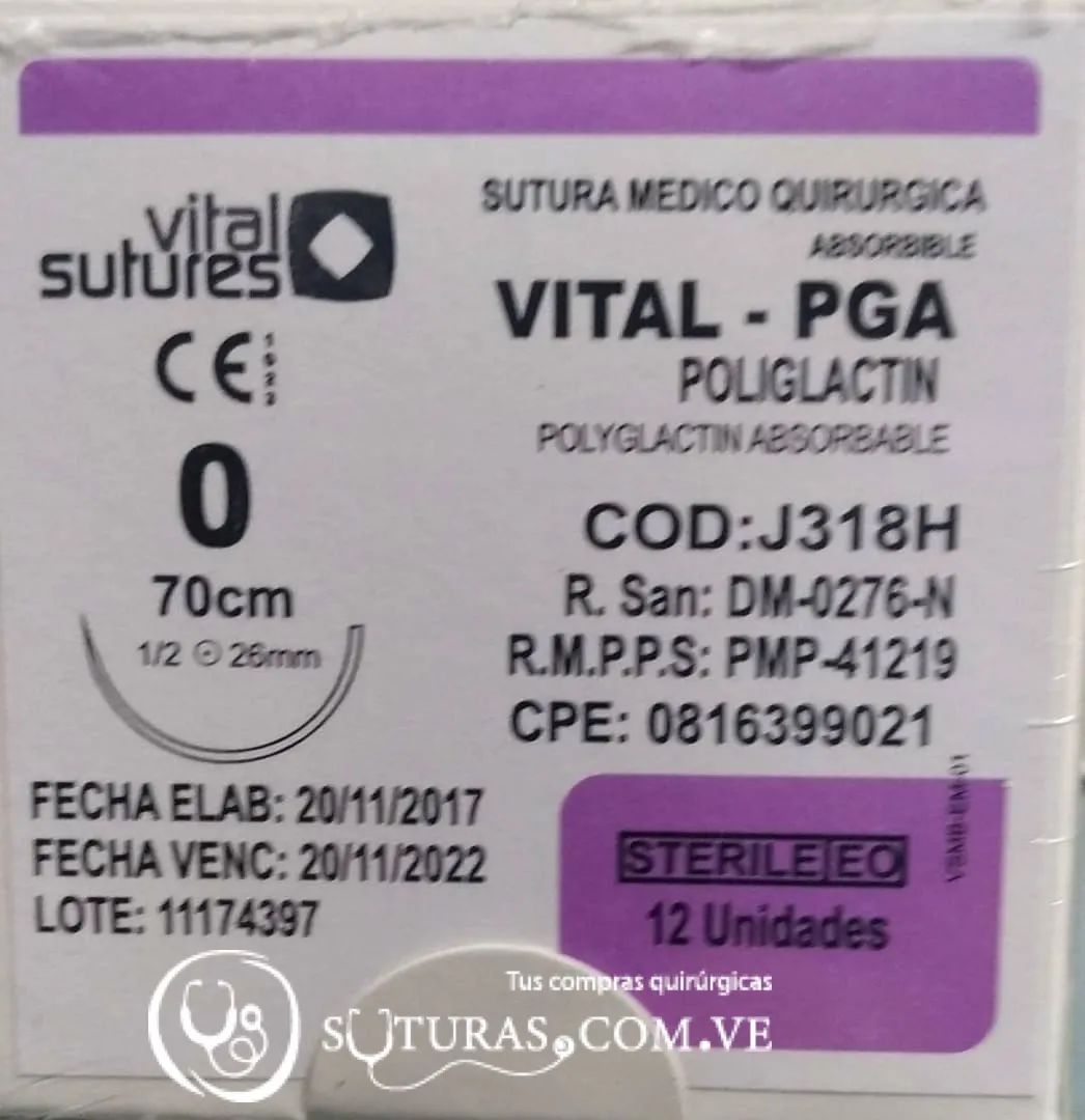 ( PGA318 / J318 ) Vital poliglact 0 Conica 26mm 1/2c 70cm Cx12 11/2022