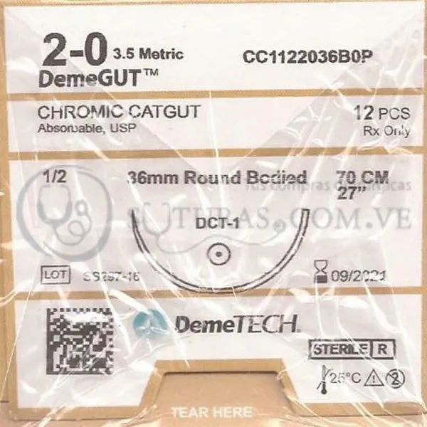 ( CC1122036B0P / 811 ) DemeTECH Cromico 2-0 Conica 36mm 1/2c 70cm Cx12 09/2021