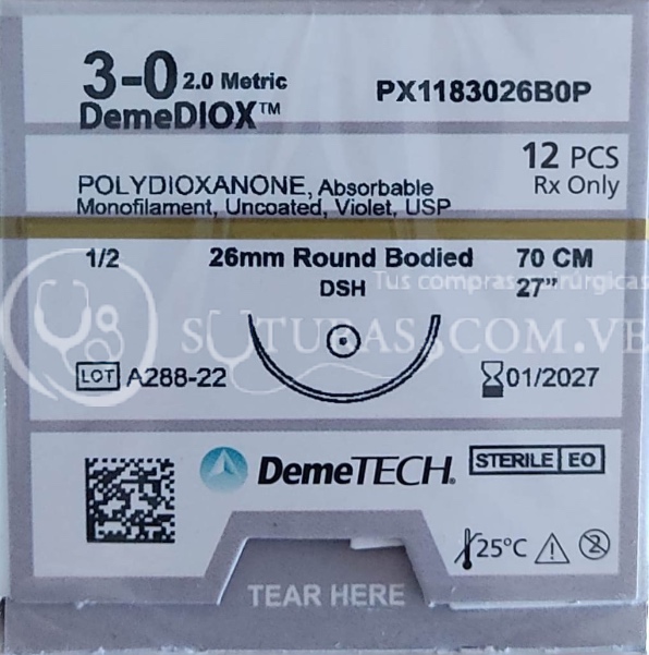 ( PX1183026B0P / Z316 ) DemeTECH PDS 3-0 Conica 26mm 1/2c 70cm Cx12 01/2027
