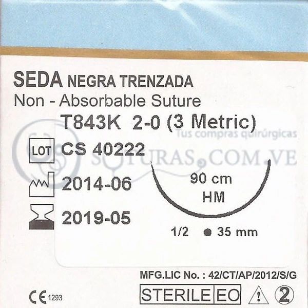 ( T843K / K843 ) Sabrimedical Seda 2-0 Conica 35mm 1/2c 90cm Cx12 VENCIDO