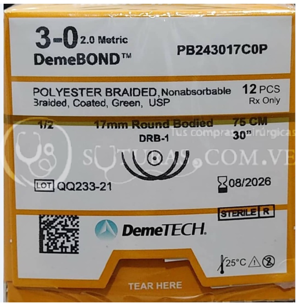 ( PB243017C0P / B552 ) DemeTECH DemeBOND 3-0Conica 2x17mm 1/2c 75cm Cx12 08/2026