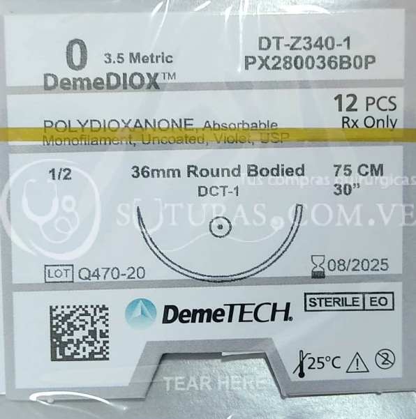 ( PX280036B0P / Z340 ) DemeTECH PDS 0 Conica 36mm 1/2c 75cm Cx12 08/2025