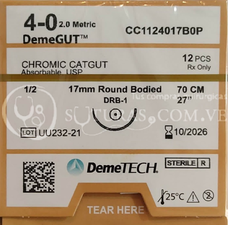 ( CC1124017B0P / U203 ) DemeTECH Cromico 4-0 Conica 17mm 1/2c 70cm Cx12 10/2026