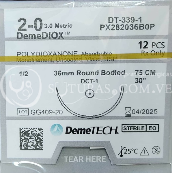 ( PX282036B0P / Z339 ) DemeTECH PDS 2-0 Conica 36mm 1/2c 75cm Cx12 04/2025