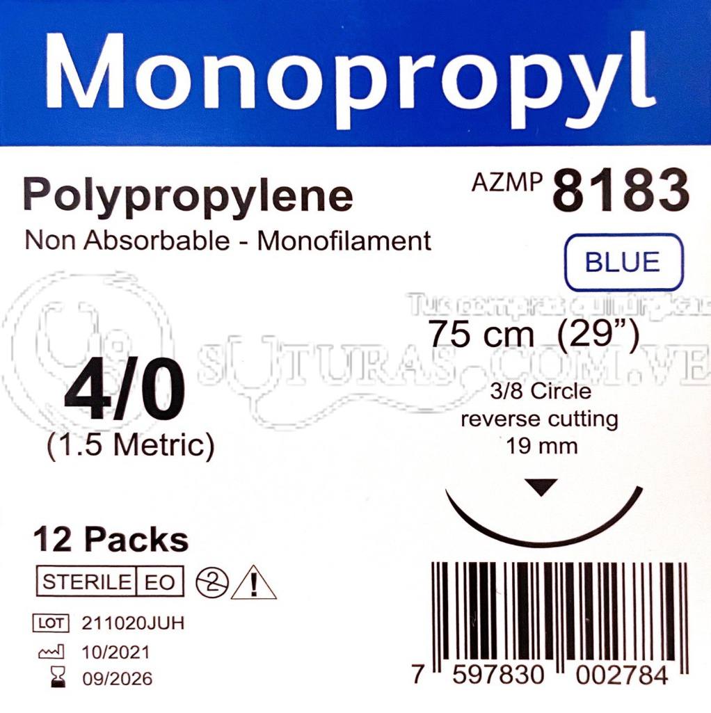 ( AZMP-8183 / 8183 ) Arizi Monoprop Poliprop 4-0Cort 19mm 3/8c 75cm Cx12 09/2026