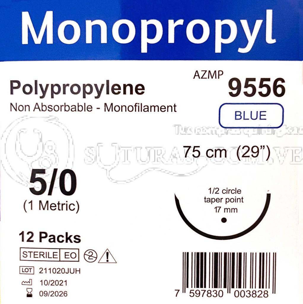 ( AZMP-9556/9556 ) Arizi Monoprop Poliprop 5-0 75cmConica 17mm 1/2c Cx12 09/2026